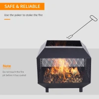 Outsunny 17" Outdoor Fire Pit with Fire Poker, Wood Burning Firepits, Portable Firepit for Patio Backyard Bonfire Camping, Black(m-4)