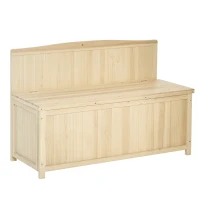 Outsunny Wooden Outdoor Garden Bench with Storage Box, Outdoor Patio Seating, 45.3" x 17.7" x 29.5", Natural(m-9)