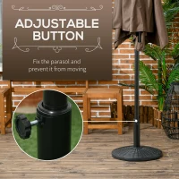 Outsunny 25 lbs Market Umbrella Base Holder 17.5" Round Parasol Stand with Rattan Design for Patio, Outdoor, Backyard, Black(m-4)