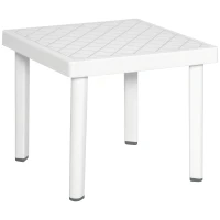 Outsunny Garden Side Table, Plastic Outdoor Square Coffee Table for Drink, Snack, White(m-9)