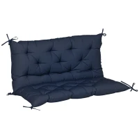 Outsunny Porch Swing Cushion Garden Bench Cushion with Backrest, Non-Slip 2-seater Soft Pad, Swing Chair Mat Replacement for Indoor and Outdoor, 39.4" x 38.6", Dark Blue(m-2)