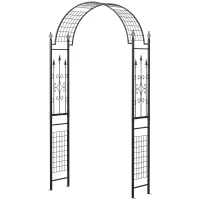 Outsunny 7.5 ft Steel Garden Arch, Outdoor Trellis Arbor with Scrollwork for Climbing Plants, Wedding Arch, Black(m-2)
