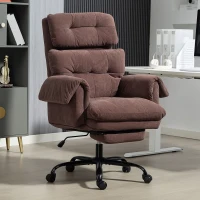 HOMCOM Reclining Executive Computer Desk Chair, Ergonomic Office Chair with Footrest and Thickly Padded, Coffee(m-8)