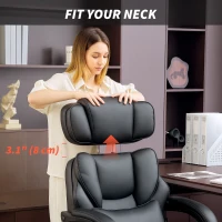 HOMCOM PU Leather Office Chair, Reclining Desk Chair with Footrest, Adjustable Headrest, Lumbar Support, Swivel Wheels, Black(m-7)
