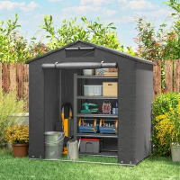 Outsunny 6' x 4' Portable Shed, Waterproof Bike Tent with Roll-up Zipper Door, Vent and Galvanised Metal Frame, Dark Grey(m-8)