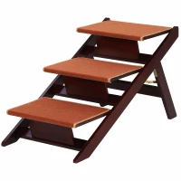 PawHut Wooden 2-in-1 Portable Folding Safety Pet Stairs / Ramp for Dogs and Cats(m-11)