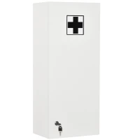 kleankin Wall Mount Medicine Cabinet, 5-tier Lockable Bathroom Cabinet with 2 Keys and Adjustable Shelves, White(m-2)