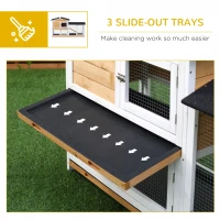 PawHut 62" Rabbit Hutch, Wooden Bunny Hutch, Guinea Pig Cage, Small Animal Enclosure with Run Area, Removable Tray(m-7)