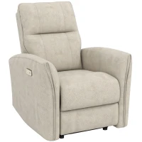 HOMCOM Power Recliner Chair, Dyed Fabric (Like Leathaire) Upholstered Recliner Chair with USB Ports, Footrest, Beige(m-2)