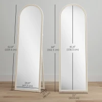 HOMCOM 64" x 21" Full Length Mirror, Free Standing, Leaning or Wall, Arched Full Body Mirror with Faux Stone Frame, White(m-3)