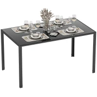 HOMCOM Rectangular Kitchen Table for 4 People, Dining Table with Tabletop Tempered Glass for Dining Room, Living Room, Black(m-9)