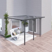 Outsunny 10' x 12' Outdoor Hardtop Pergola Gazebo with Polycarbonate Roof Adjustable Height, Aluminum Frame, UV Protection, Grey(m-7)