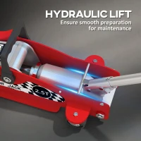 HOMCOM Low Profile Car Jack, Hydraulic Racing Floor Jack, 3.1"-14.1" Lifting Range, 2.5 Ton (5,000 lb) Capacity, Red and Silver(m-7)