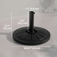 Outsunny Umbrella Base, Heavy Duty Concrete Base Holder with Steel Pole, Round Parasol Stand for Patio, Outdoor, Backyard, Black(m-3)
