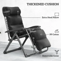 Outsunny 2pcs Reclining Zero Gravity Chair with Adjustable Backrest, Folding Garden Sun Lounger with Removable Cushion, Grey(m-6)