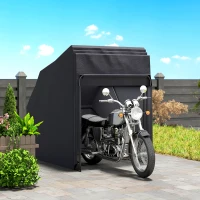 Outsunny Motorcycle Shelter, Waterproof Motorcycle Cover Tent with 2 Mesh Windows, UV Protected & Dustproof Bike Storage Shed(m-1)