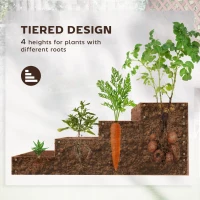 Outsunny 4-Tier Raised Garden Bed, Vertical Wooden Elevated Planter Box Kit with Liner for Vegetable, Flower, Herb, Dark Brown(m-4)