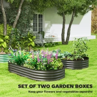 Outsunny 6' x 3' x 1' Large Outdoor Planter Box, Galvanized Raised Garden Bed with Metal Plant Stake, Dark Grey(m-4)