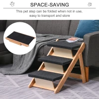 PawHut 2-in-1 Folding Dog Stairs and Ramp, Convertible Dog Ramp for Beds, Sofa, and Cars, Portable Folding Pet Ladder, Up to 110 Pounds(m-4)