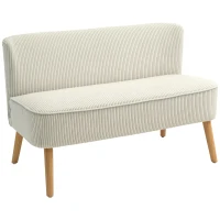 HOMCOM Modern 2 Seater Sofa, Upholstered Two Seater Couch with Rubber Wood Legs, Cream White(m-9)