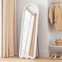 HOMCOM 64" x 24" Full Length Mirror, Floor Mirror Hanging or Wall Mount, with Arched Wavy Bottom Velvet Frame for Bedroom(m-8)