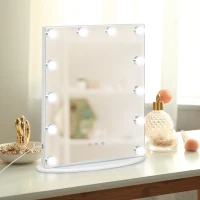 HOMCOM, Hollywood Lighted Makeup Mirror with 12 Dimmable LED Bulbs, 3 Color Lighting Modes, Touch Control Design for Cosmetic Dressing Table, White(m-8)