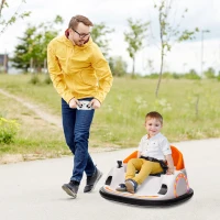 Qaba 12V Bumper Car for Toddlers, Ride On Car with 360 Degree Remote Control, Lights Music Horn, for 1.5-5 Years, Orange(m-1)