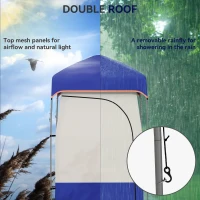 Outsunny Camping Shower Tent, Portable Privacy Shelter with Solar Shower Bag, Removable Floor and Carrying Bag, Blue(m-5)