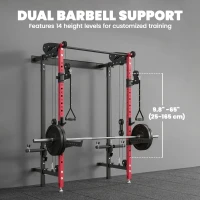 Soozier Foldable Power Cage, Space-Saving Power Rack with Pull-Up Bar, Cable Pulley System, 1540 lbs Capacity(m-7)
