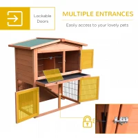 PawHut 40" Wooden Rabbit Hutch Bunny Cage Small Animal House with No Leak Tray, Ramp, Weatherproof Roof for Outdoor(m-5)