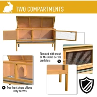 PawHut Wooden Rabbit Hutch Bunny Cage with Openable Waterproof Roof, No Leak Tray Sturdy Fir Wood Build for Indoor/Outdoor(m-13)