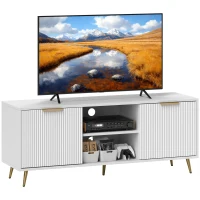 HOMCOM TV Stand with Storage for 55 Inch TV, Modern TV Cabinet with 2 Open Shelves and 2 Cabinets for Living Room, White(m-9)