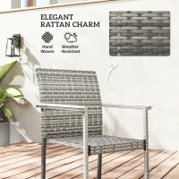 Outsunny 7 Pieces Wicker Outdoor Furniture Set, Rattan Patio Dining Set with Cushions, Umbrella Hole for Garden Backyard, Grey(m-7)