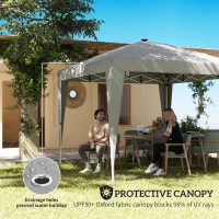 Outsunny 10 x 10 ft Pop Up Canopy Tent with Central Light, UPF 50+ Instant Portable Canopy Shelter with Remote, Light Grey(m-5)