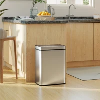 HOMCOM 13.2 Gallon (50 L) Sensor Can, Automatic Garbage Can with Soft-Close Lid, Fingerprint-Proof Stainless Steel, Silver(m-8)