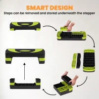 Soozier Adjustable Aerobic Stepper, Exercise Step Platform, Step Exercise Trainer, Workout Fitness Yoga Risers, 4"-6"-8", Green(m-5)
