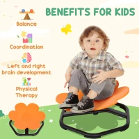 Qaba Flower-Shaped Kids Swivel Chair, Non-Slip Sensory Spinning Chair for Physical Coordination Training, Orange(m-4)