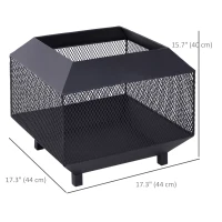 Outsunny 17" Outdoor Fire Pit with Fire Poker, Wood Burning Firepits, Portable Firepit for Patio Backyard Bonfire Camping, Black(m-3)