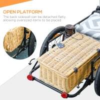 Aosom Steel Trailer for Bike, Bicycle Cargo Trailer with Foldable Storage Box and Safe Reflectors, Max Load 88LBS, Grey(m-5)