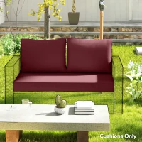 Outsunny 2 Seater Outdoor Seat Cushions with Backrest, Loveseat Double Sofa Outdoor Furniture Cushions, Wine Red(m-8)