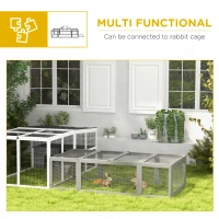 PawHut Large Wooden Rabbit Hutch Small Animal Habitat Enclosure Outdoor Run and Lockable Doors - Gray(m-9)