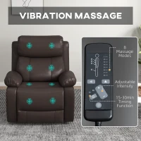 HOMCOM PU Leather Reclining Chair with Vibration Massage Recliner, Swivel Base, Rocking Function, Remote Control, Brown(m-4)