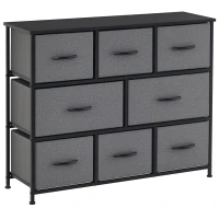 HOMCOM 8-Bin Dresser Storage Tower Cabinet Organizer Unit, Easy Pull Fabric Bins with Metal Frame for Living Room(m-9)