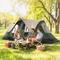 Outsunny Camping Tent for 6 Man with 2000mm Waterproof Rainfly and Carry Bag for Fishing Hiking Festival, Dark Green(m-8)