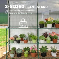 Outsunny Walk-in Mini Greenhouse with Shelves, Portable Outdoor Greenhouse with Roll-up Door, 48.4" x 73.6" x 74.4", White(m-4)