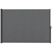 Outsunny 118" x 79"  Outdoor Folding Privacy Screen Retractable Side Awning Patio with Resistance to UV Rays and Wind Light Grey(m-2)