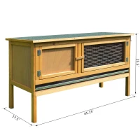 PawHut Wooden Rabbit Hutch Bunny Cage with Openable Waterproof Roof, No Leak Tray Sturdy Fir Wood Build for Indoor/Outdoor(m-9)