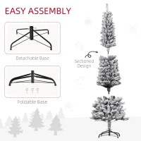 HOMCOM 6ft Flocked Christmas Tree, Pencil Christmas Tree with Realistic Branch Tips, Folding Metal Stand, Black(m-6)