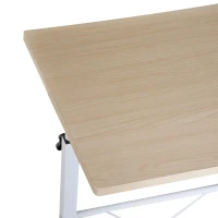 HOMCOM Mobile Standing Desk with Adjustable Height, 23.5 inch Stand Up Desk with Wheels, Natural Wood(m-9)