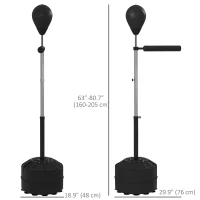 Soozier Freestanding Boxing Punch Bag with 63"-80.7" Adjustable Height, 12 Suction Cups, Boxing Stand with Reflex Bar, Black(m-3)